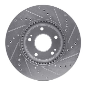 Hyundai Veloster Brake Rotor (1) - Front Left - R1 Concepts - Drilled & Slotted - Silver - `05-`24